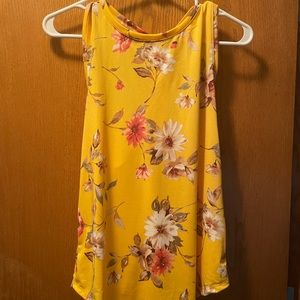 Papermoon Dane Back Detail Knit Tank - Yellow Floral